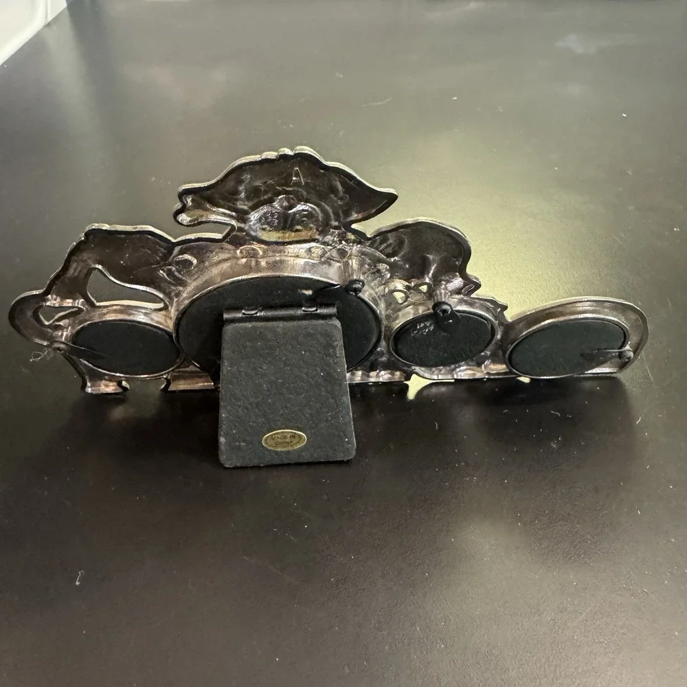 Vintage Pewter Pet Dog Puppy Collage Picture‎ Frame Holds 4 Pictures